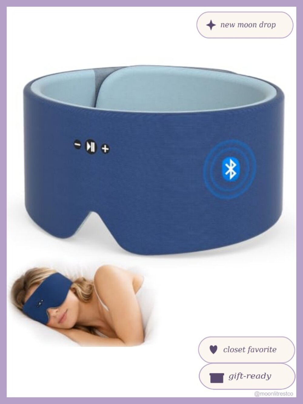 Bluetooth 5.4 Sleep Headphones Eye Mask Side Sleeper Light Blocking Washable